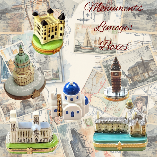 LIMOGES FRANCE　ピルケース　ルイ１６世様式　ガーランド模様 World Monuments Limoges Boxes | Travel Inspired Porcelain Collectibles