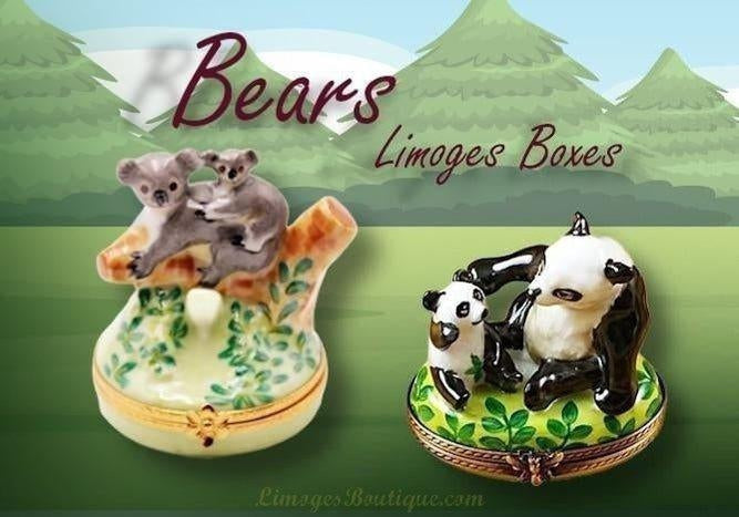 Bears-Limoges Boxes Porcelain Figurines Gifts