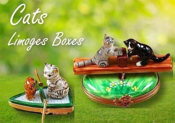 Cats-Limoges Boxes Porcelain Figurines Gifts