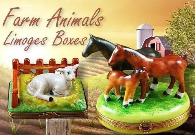 Farm Animals-Limoges Boxes Porcelain Figurines Gifts