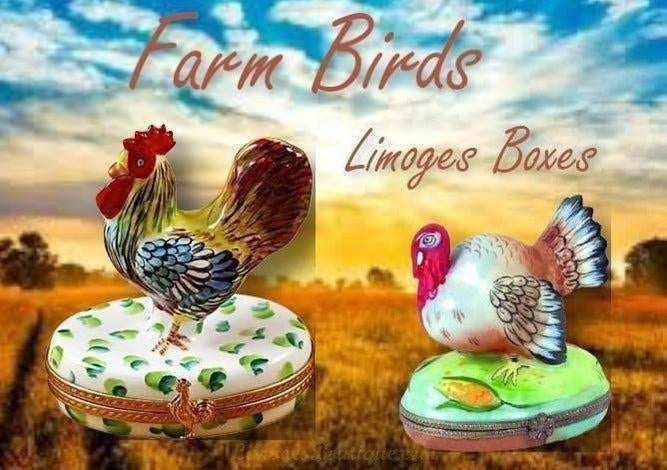Farm Birds-Limoges Boxes Porcelain Figurines Gifts
