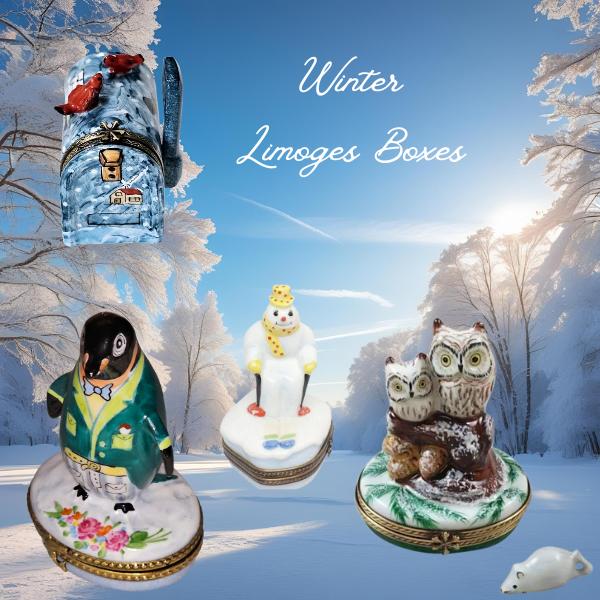 Limoges Winter Figurine Box Gifts Snow Collectibles | Limoges Boxes