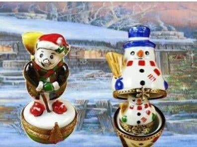 ボーダー ファインアーツ トリンケット ピルボックス ザスノーマン snowmen-limoges-boxes-