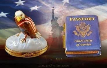 United States Patriotic-Limoges Boxes Porcelain Figurines Gifts