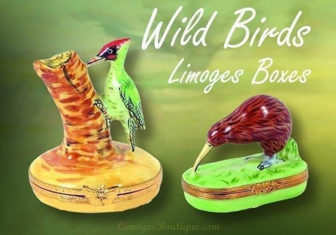 Wild Bird & Butterflies-Limoges Boxes Porcelain Figurines Gifts