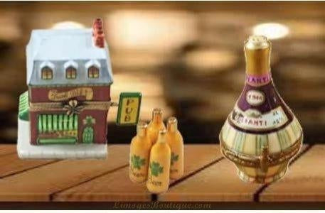 Wine Themed Limoges Boxes - Hand-Painted Porcelain Collectibles
