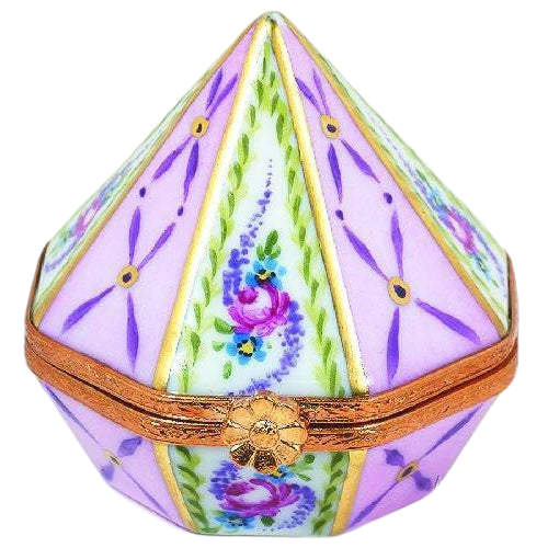 Diamond Shape:Malmaison Pink Porcelain Limoges Trinket Box - Limoges Box Boutique