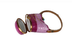 Pink Caribbean Vacation beach bag with suntan lotion, hand-painted Limoges porcelain box by Artoria, open view