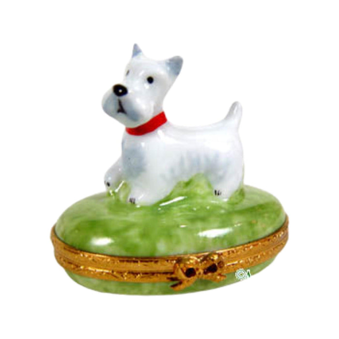 Westie or Terrier Dog Limoges Box Figurine - Limoges Box Boutique