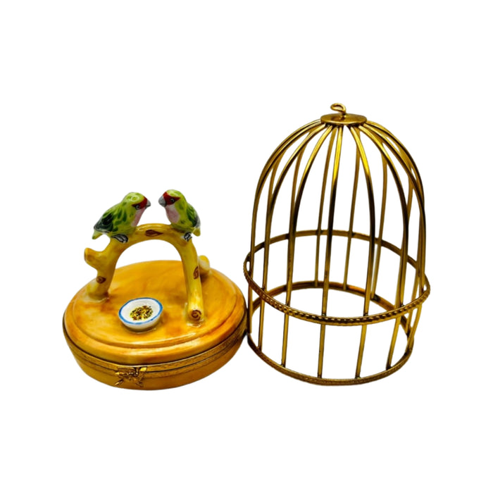 Lovebirds In Cage