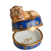 Leo zodiac lion hand-painted Limoges porcelain box by Artoria, open view