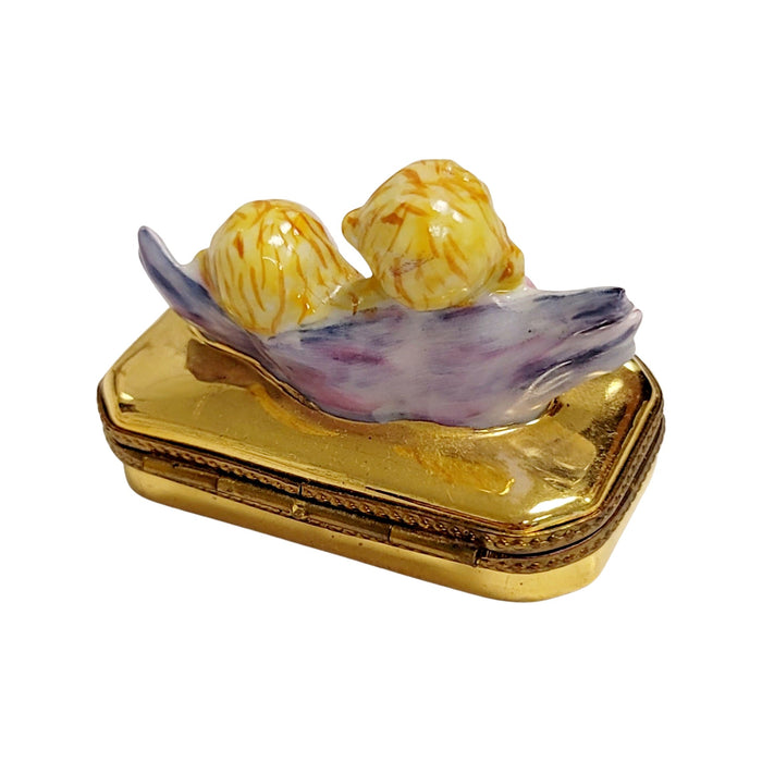 2 Gold Cherubs Limoges Box Porcelain Figurine-Angel-CH3R228
