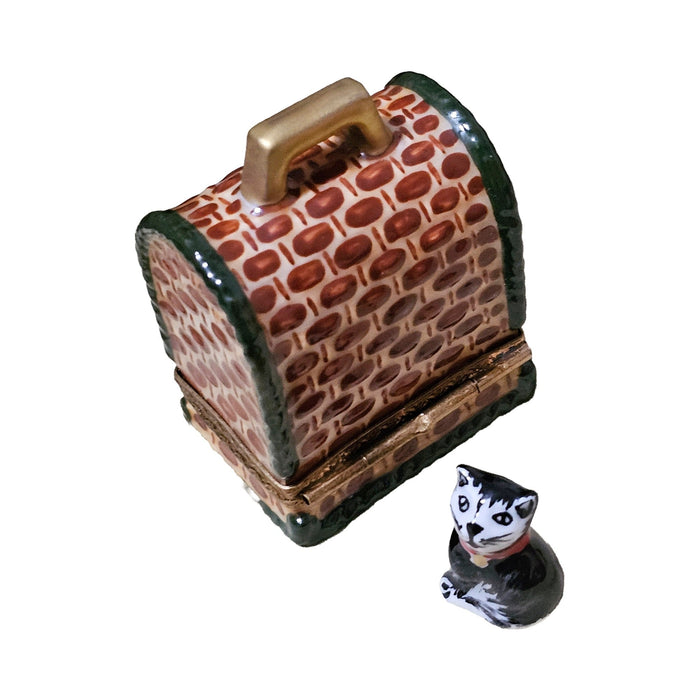 The Black White Cat in Carrier, a Limoges keepsake with true French charm