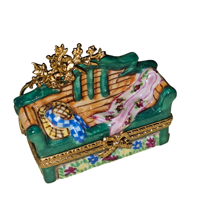 Charming Garden Bench Box for Home Decor Porcelain Limoges Garden home French Trinket Box
