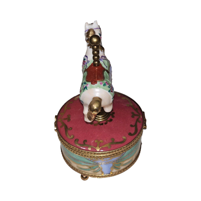 Treasured French collectible: Musical Horse Chopin Polonaise Limoges box, painted by hand