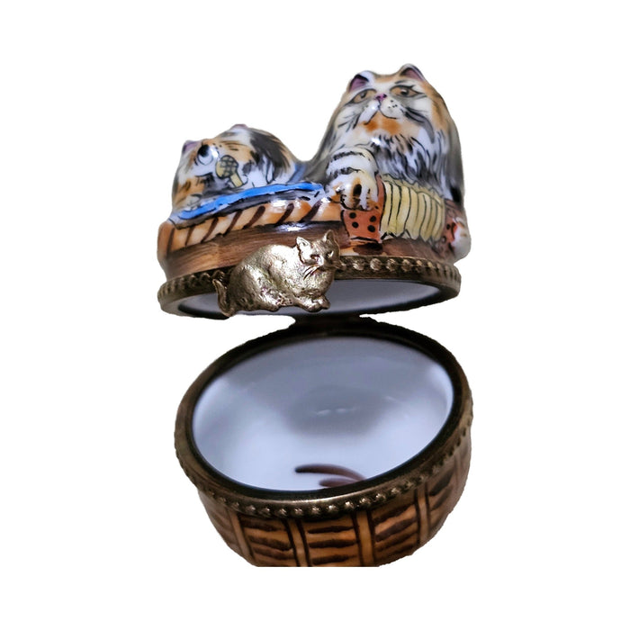 Rock and Roll Cats in a Basket Limoges box, an heirloom-quality piece for collectors