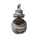 Wedding Cake with Bride and Groom Pink Ribbons Limoges box painted by hand in Limoges, France, a gift to treasure