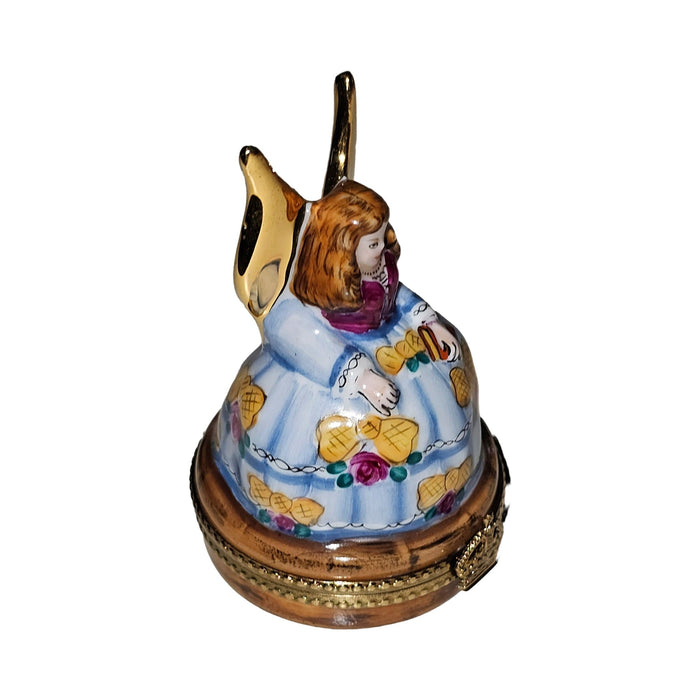 Every brushstroke by hand on the Angel with Blue Dress Limoges box from France