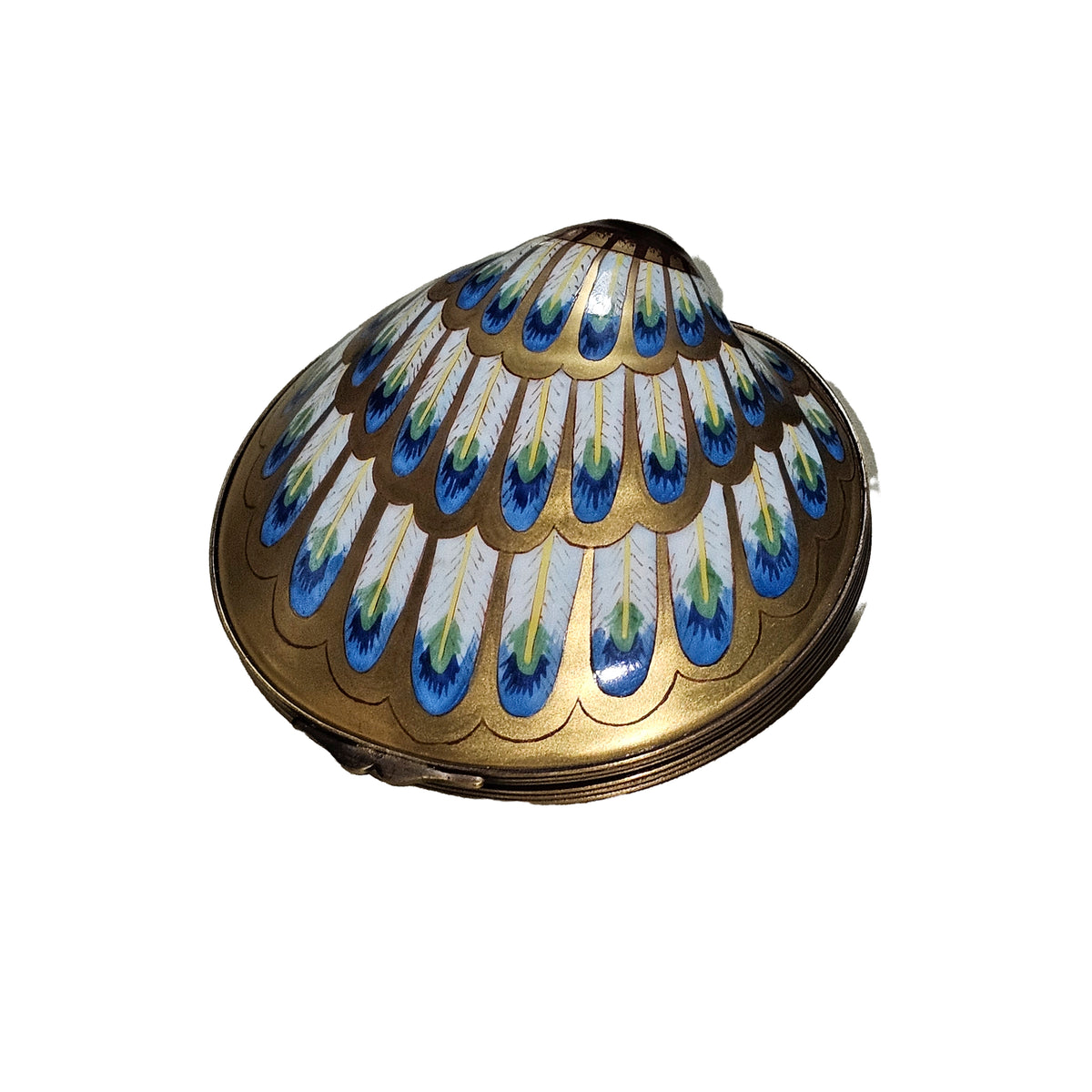Gold Blue Shimmering Shell Limoges Box – Handcrafted France