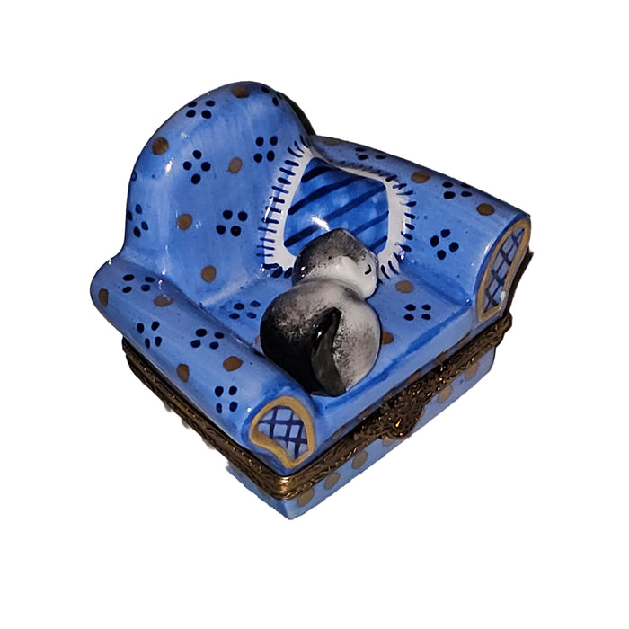 Cozy Cat Limoges Box for Cat Lovers Porcelain Limoges cat furniture French Trinket Box