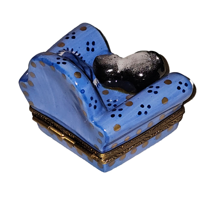 Cozy Cat Limoges Box for Cat Lovers Porcelain Limoges cat furniture French Trinket Box