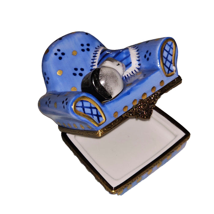 Cozy Cat Limoges Box for Cat Lovers Porcelain Limoges cat furniture French Trinket Box