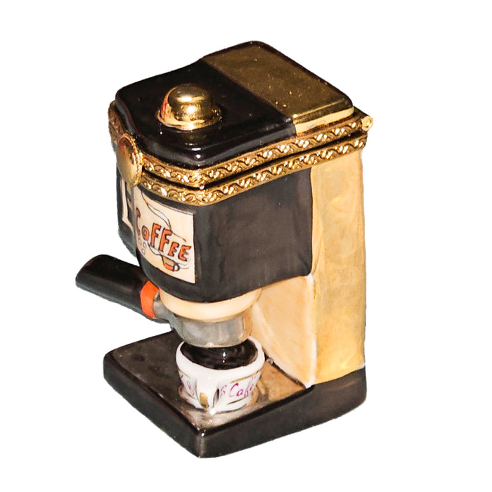 Gold Black Coffee Machine for Coffee Lovers Porcelain Limoges beverage Home French Trinket Box
