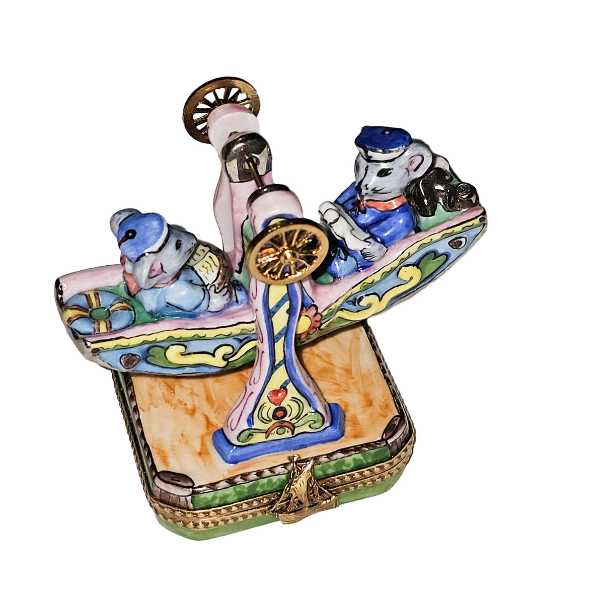 LIMOGES FRANCE　ピルケース　ルイ１６世様式　ガーランド模様 Mice on Carnival Ride Limoges Box – Handcrafted French Porcelain
