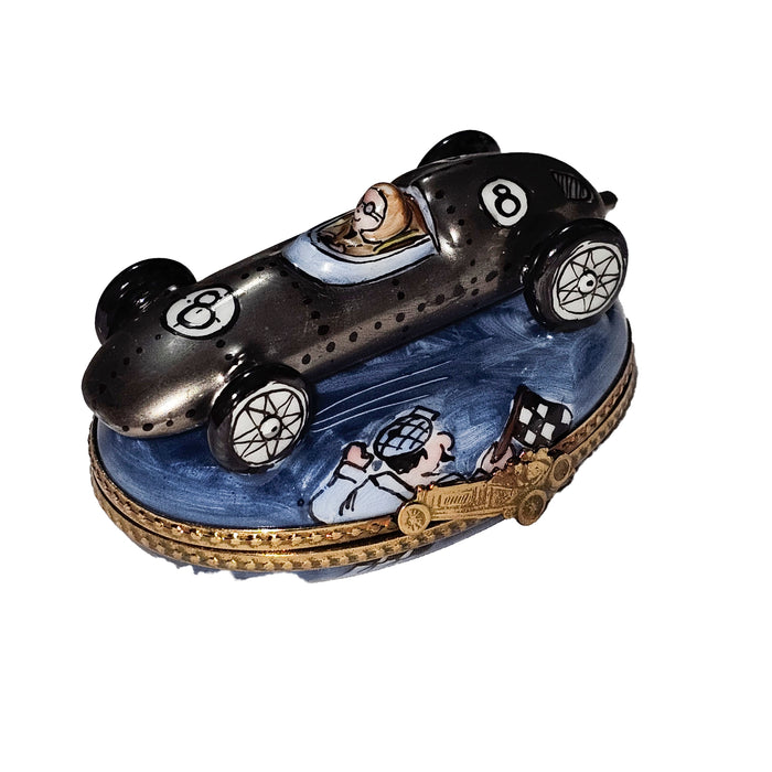 Silver Race Car Treasure for Auto Enthusiasts Porcelain Limoges vehicle car French Trinket Box