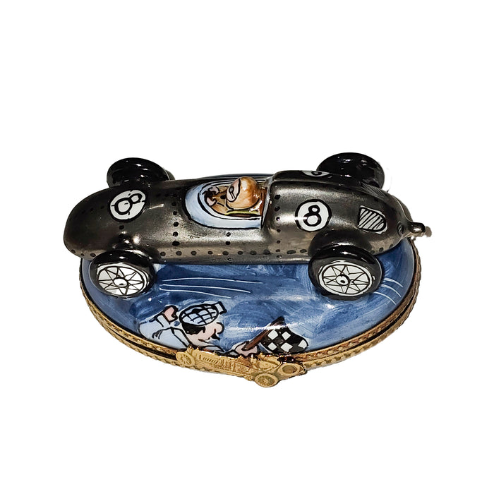 Silver Race Car Treasure for Auto Enthusiasts Porcelain Limoges vehicle car French Trinket Box