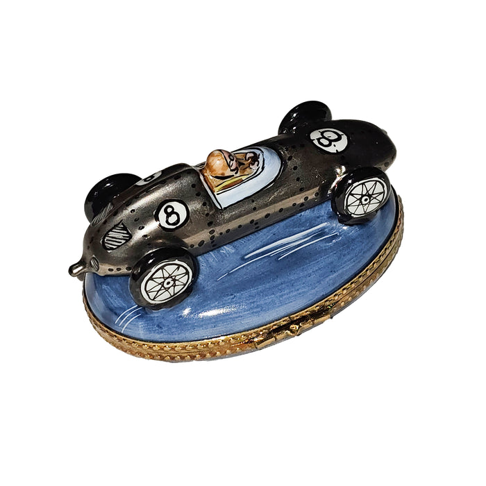 Silver Race Car Treasure for Auto Enthusiasts Porcelain Limoges vehicle car French Trinket Box