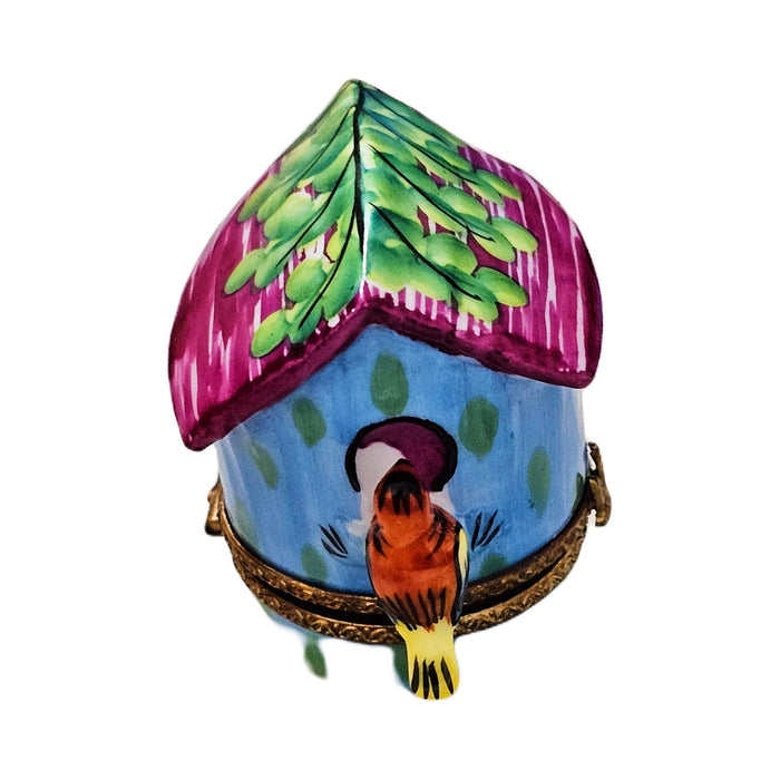 The painter's artistry shows on this Blue Birdhouse Limoges box