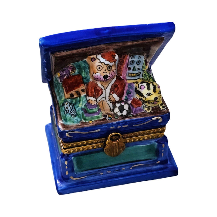 Hand-painted Blue Christmas Toy Limoges box, French artistry for lovers of fine art