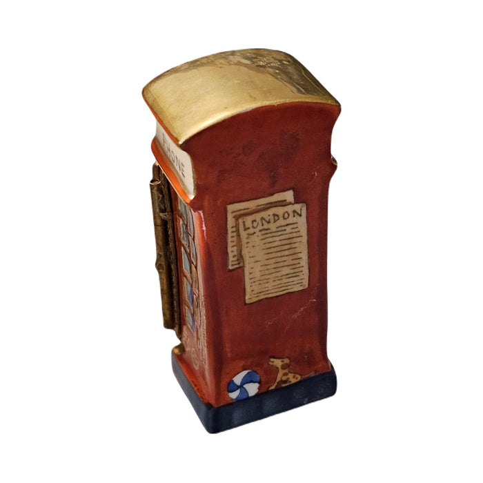 Charming British Phone Booth Limoges box painted by hand in Limoges, France, a gift to treasure