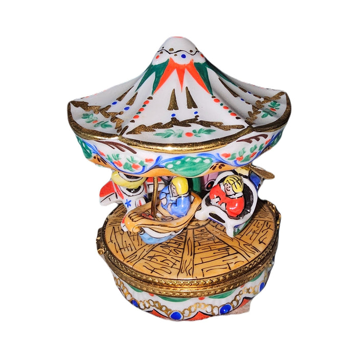 White Carousel Bumper Cars Merry Go Round Limoges box, an heirloom-quality piece for collectors