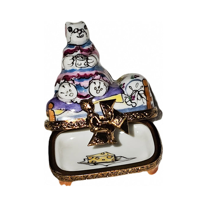 The painter's artistry shows on this Small Mouse on Bed Limoges box