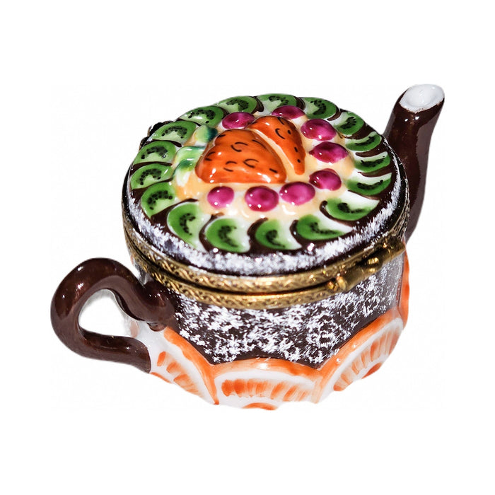 Collectible Vibrant Fruit Teapot Limoges box with artisan brushwork