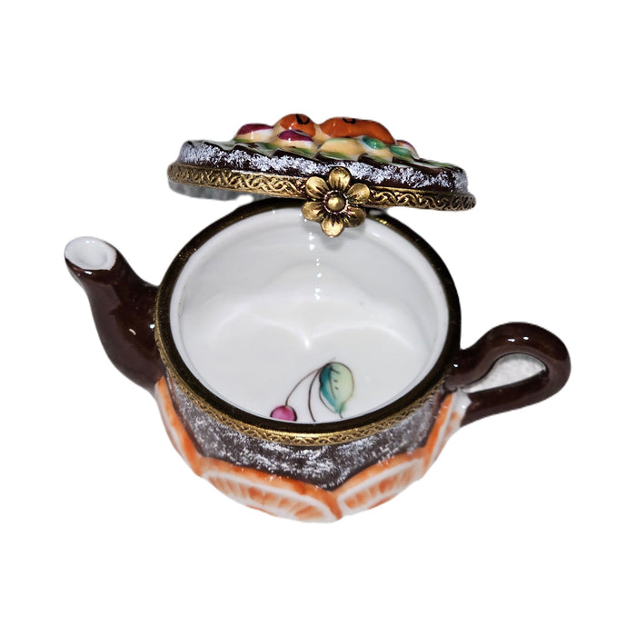 Vibrant Fruit Teapot Limoges box painted by hand in Limoges, France, a gift to treasure