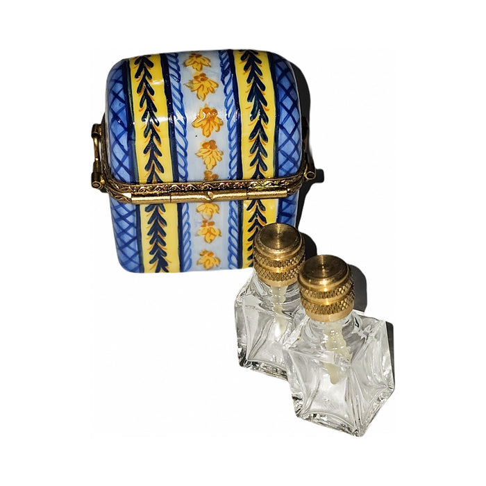 The Blue Yellow Perfume Striped Flowers, a Limoges keepsake with true French charm