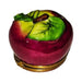 Artisan-painted Vibrant Red Apple Limoges box from France, a cherished collectible