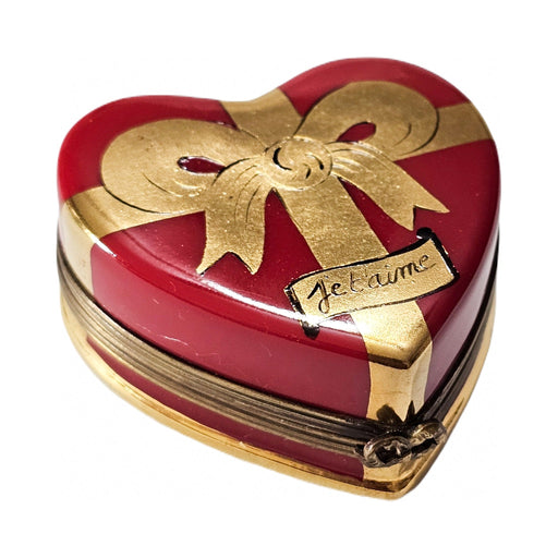 Genuine Always Je T'aime Red Heart with Rose Limoges box painted by hand in France, from Limoges Boutique