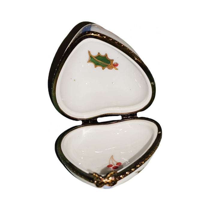 Collectible Christmas Heart Joyeux Noel Limoges box with artisan brushwork