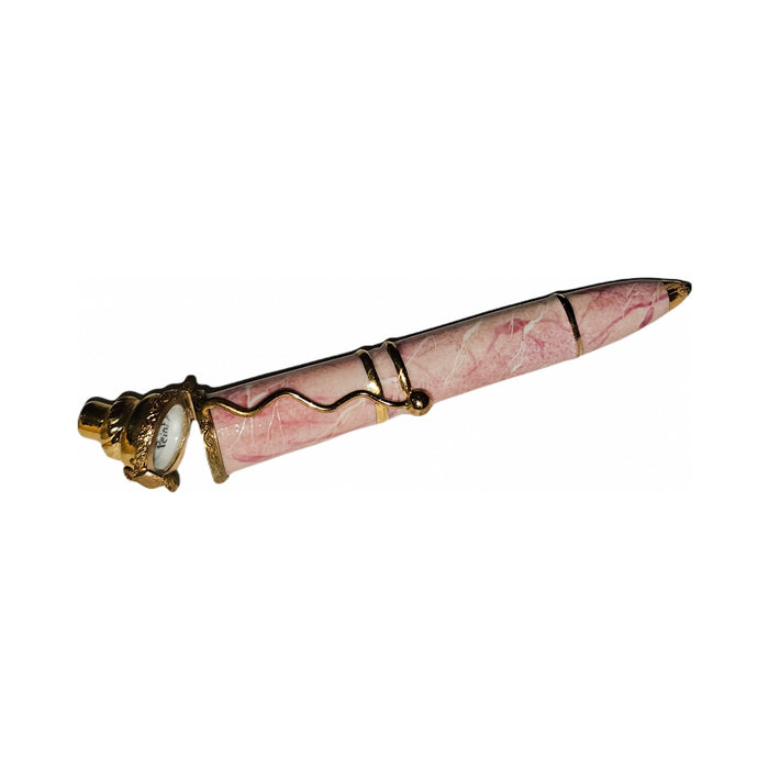 Painted details on the Pink Pen Limoges box, French art in miniature