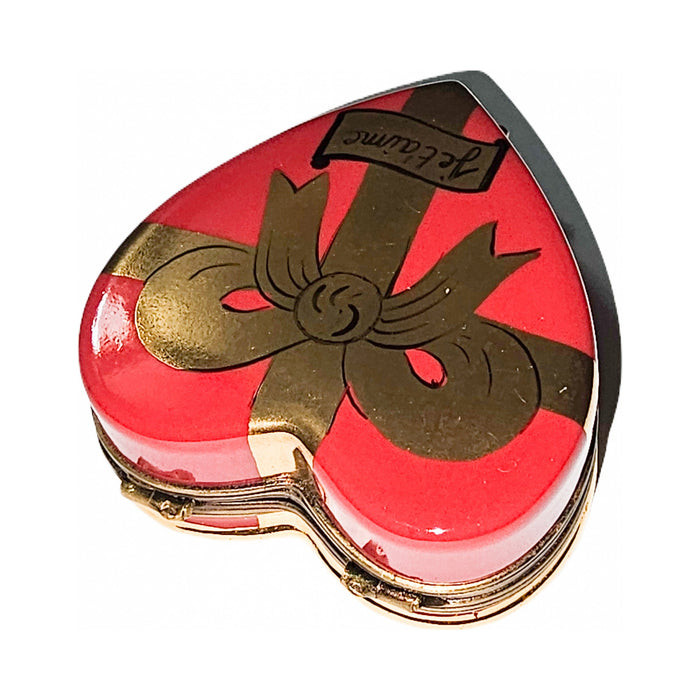 Treasured French collectible: Always Je T'aime Red Heart with Rose Limoges box, painted by hand