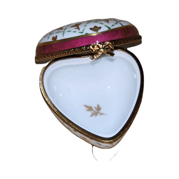 Every brushstroke by hand on the Red Heart with Gold and Rose Limoges box from France