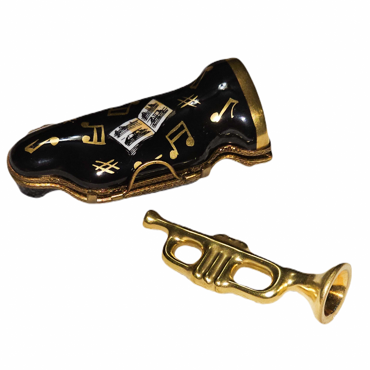 Trumpet Ink Box Trumpet Case Limoges Box – Handcrafted French Porcelain