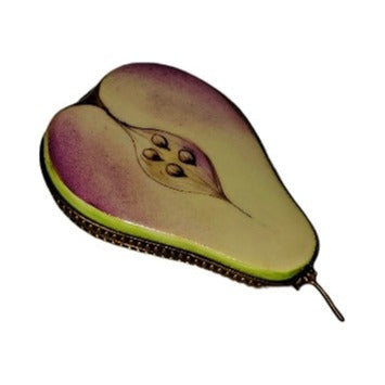 Every brushstroke by hand on the Half Pear Limoges box from France