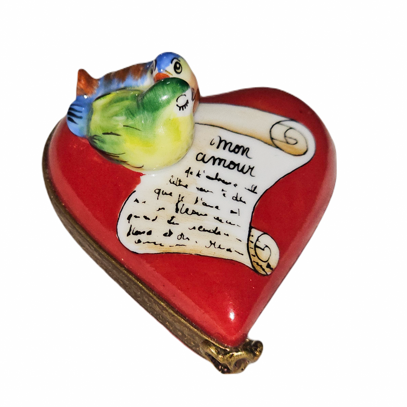 Love Birds Heart Box for Romance Porcelain Limoges heart bird French Trinket Box