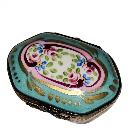 Turquoise Pink Limoges Box for Collectors Porcelain Limoges shaped French Trinket Box