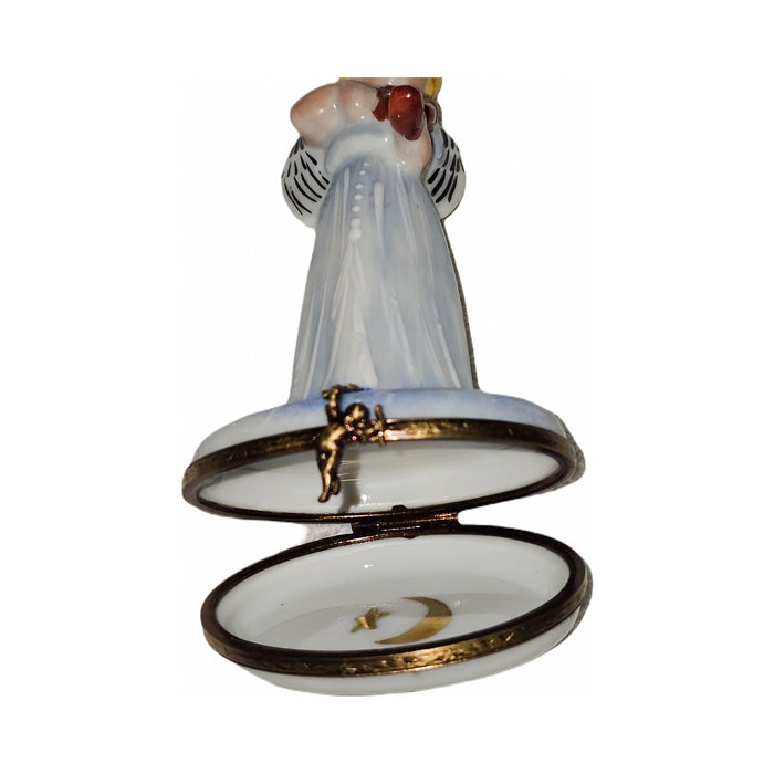 Angel Blue Gown Violin Limoges box painted by hand in Limoges, France, a gift to treasure
